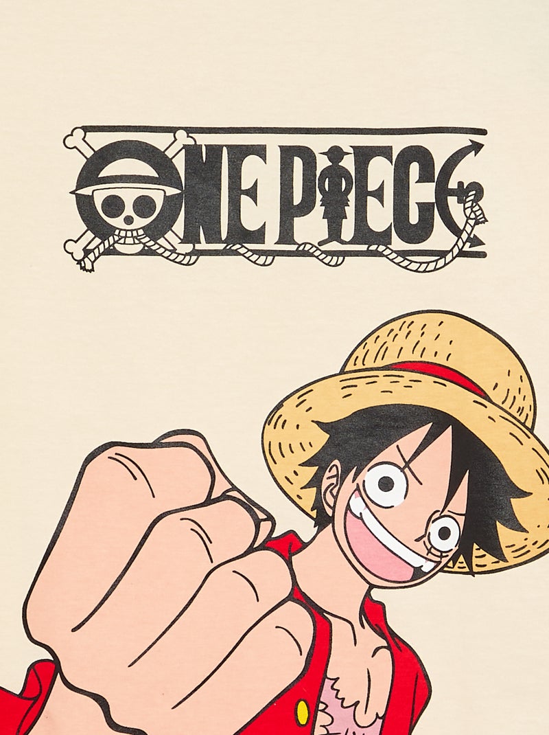 T-shirt estampado 'One Piece' de manga curta em algodão Bege - Kiabi