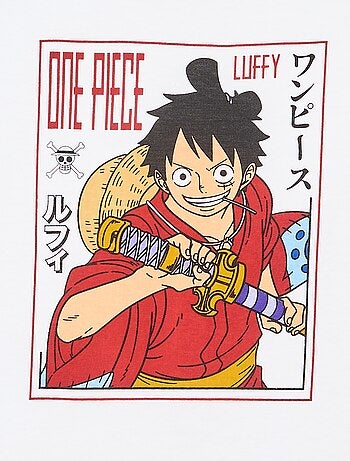 T-shirt estampado 'One Piece' de manga curta em algodão