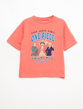 T-shirt estampado 'One Piece' de manga curta em algodão