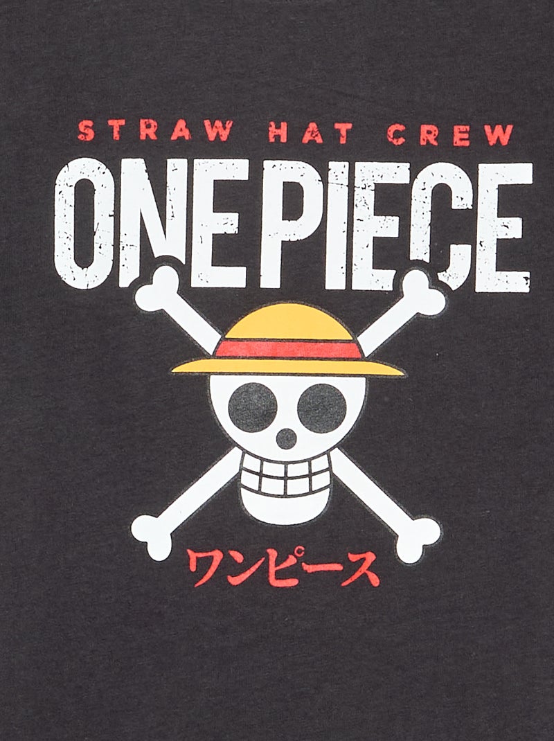 T-shirt estampado 'One Piece' de manga curta em algodão Preto - Kiabi