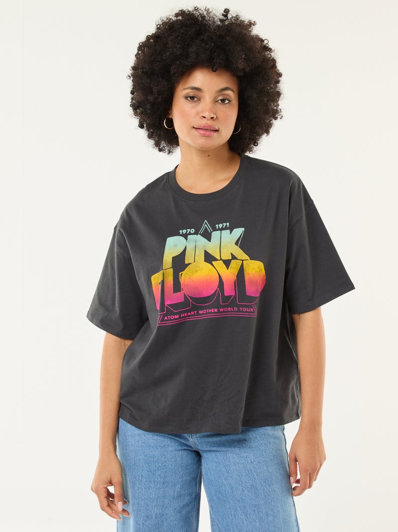 T-shirt estampado 'Pink Floyd' liso Preto - Kiabi