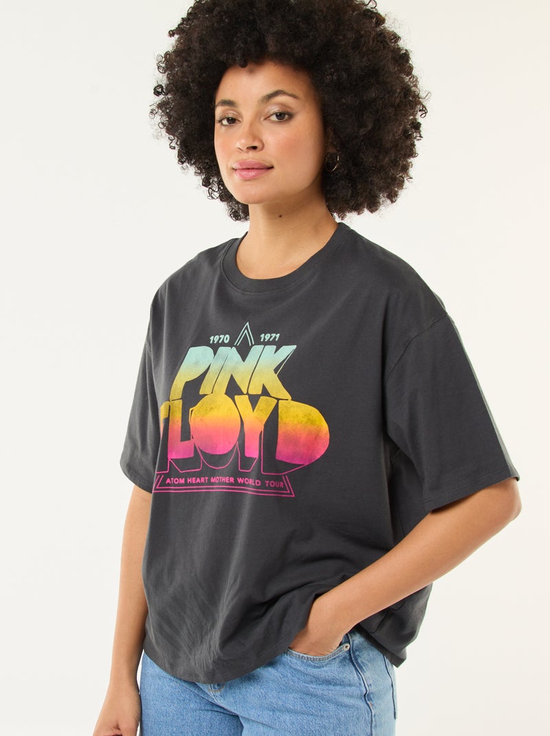 T-shirt estampado 'Pink Floyd' liso Preto - Kiabi