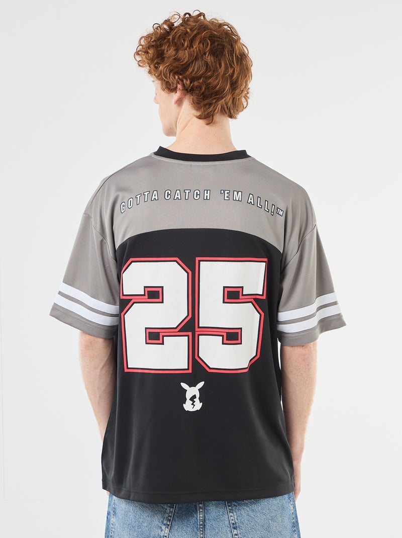 T-shirt estampado 'Pokémon' com gola V Preto - Kiabi