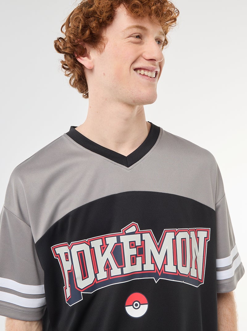 T-shirt estampado 'Pokémon' com gola V Preto - Kiabi