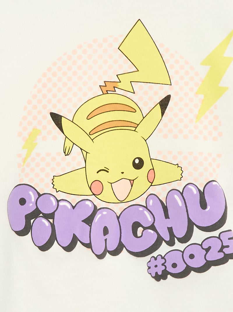 T-shirt estampado 'Pokémon' 'Pikachu' liso Branco - Kiabi