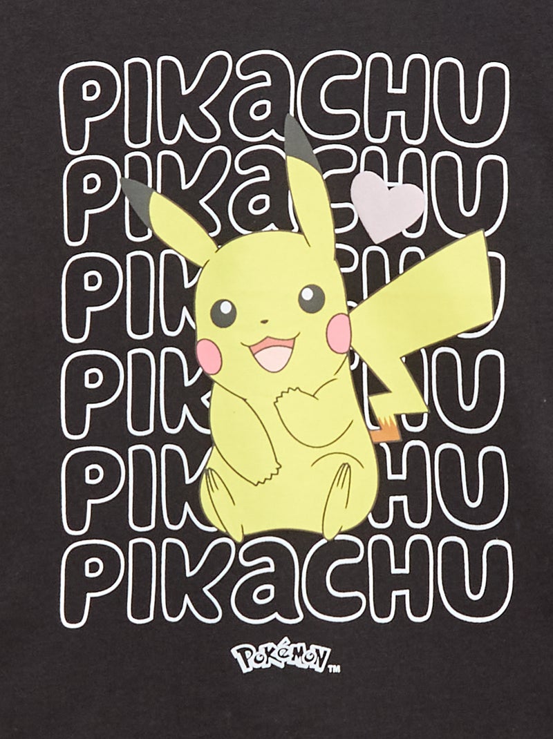 T-shirt estampado 'Pokémon' 'Pikachu' liso Preto - Kiabi
