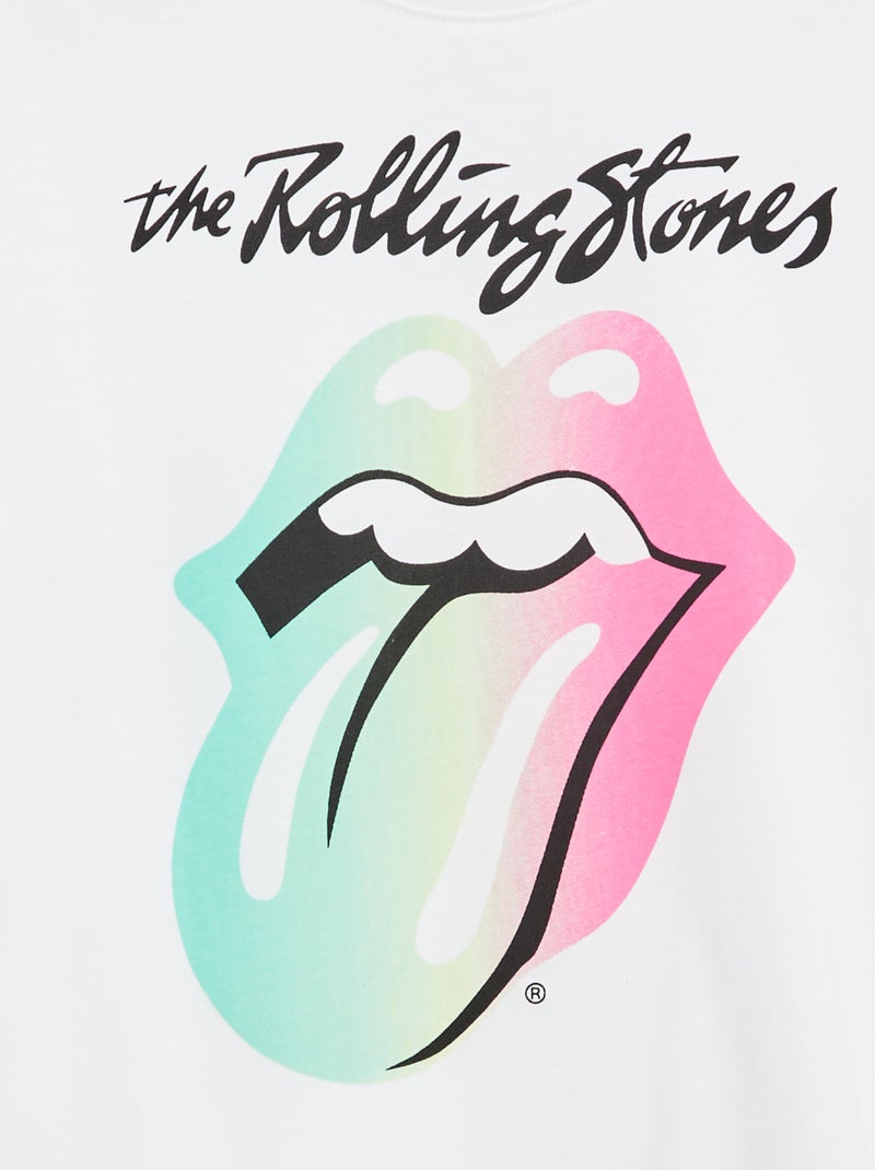 T-shirt estampado 'Rolling Stones' em algodão Branco - Kiabi
