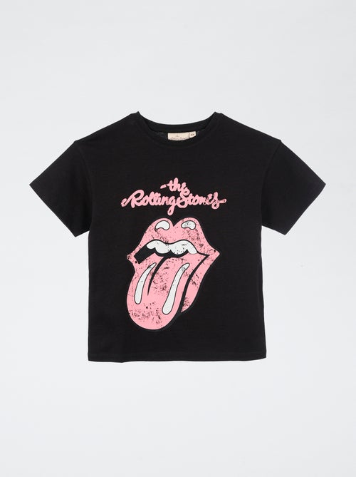 T-shirt estampado 'Rolling Stones' em algodão - Kiabi