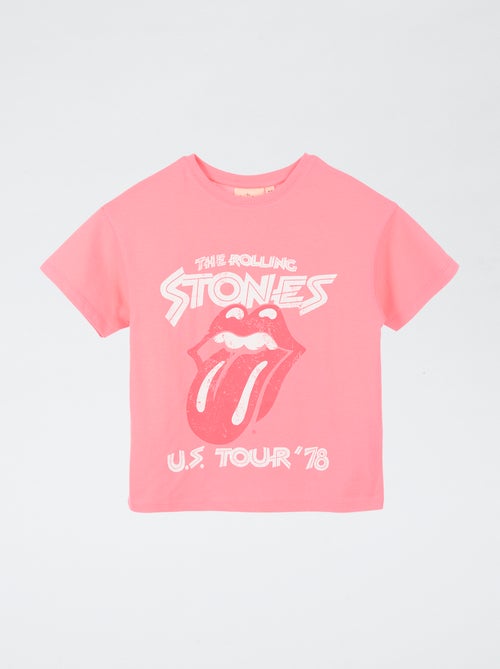 T-shirt estampado 'Rolling Stones' em algodão - Kiabi