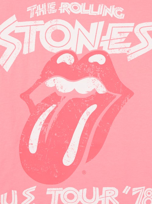 T-shirt estampado 'Rolling Stones' em algodão - Kiabi