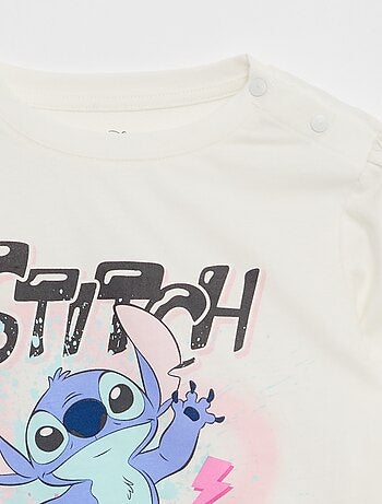 T-shirt estampado 'Stitch' manga curta - coleção fácil de vestir