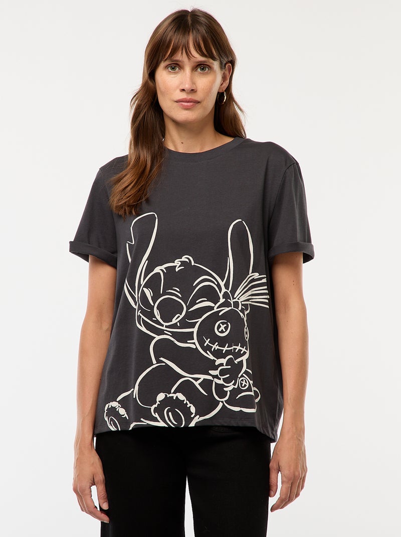 T-shirt estampado 'Stitch' Preto - Kiabi
