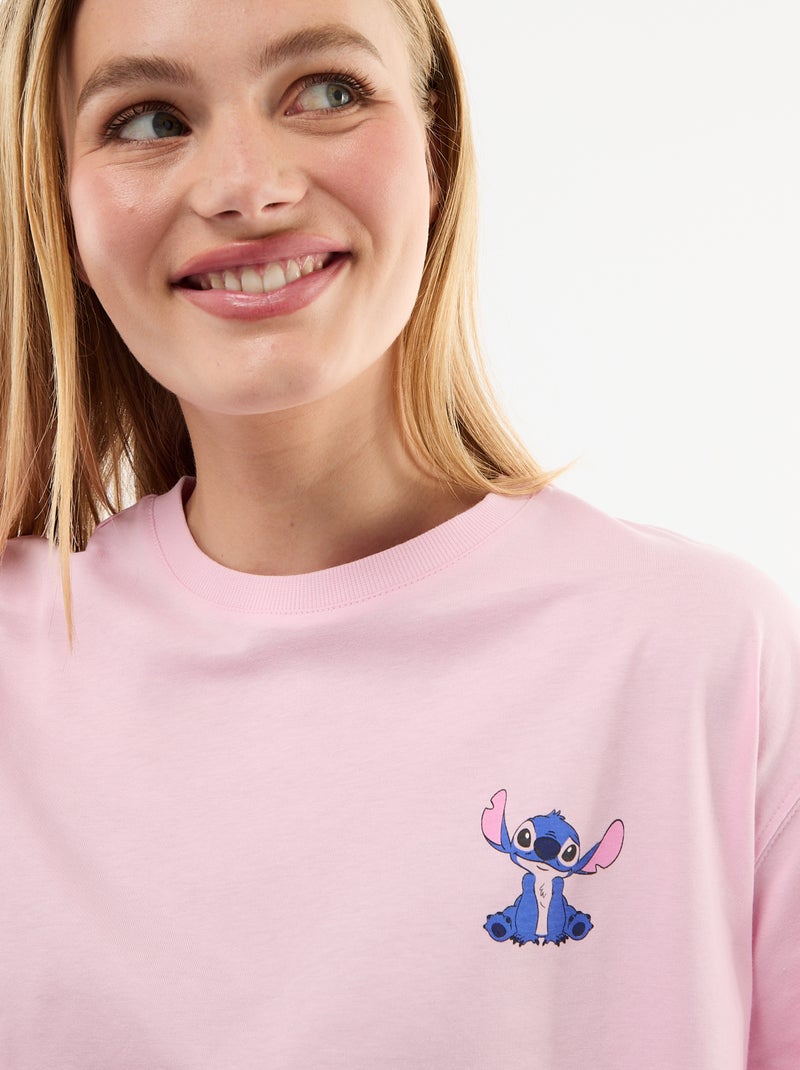 T-shirt estampado \'Stitch\' Rosa - Kiabi