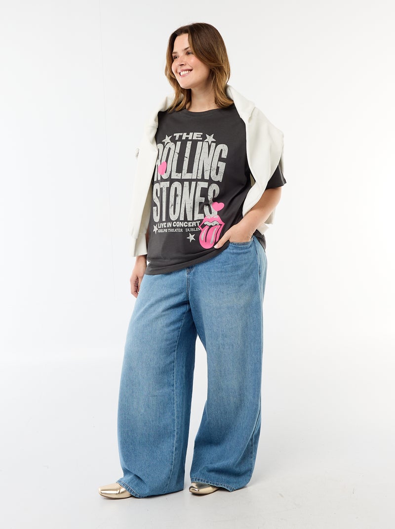 T-shirt estampado 'The Rolling Stones' manga curta Preto - Kiabi