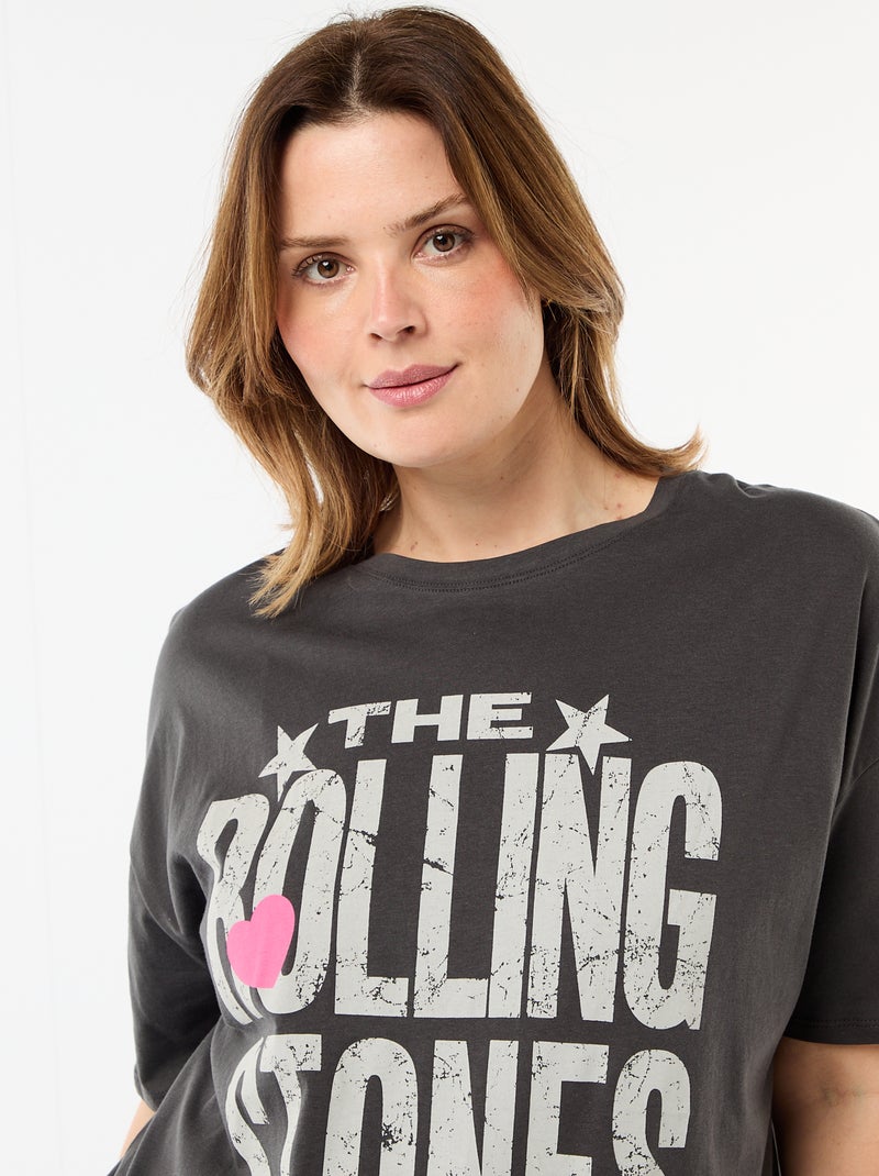 T-shirt estampado 'The Rolling Stones' manga curta Preto - Kiabi
