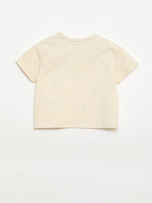 T-shirt estampado tropical de manga curta em algodão - Kiabi