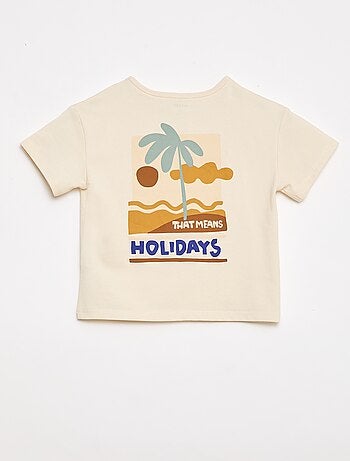 T-shirt estampado tropical de manga curta em algodão