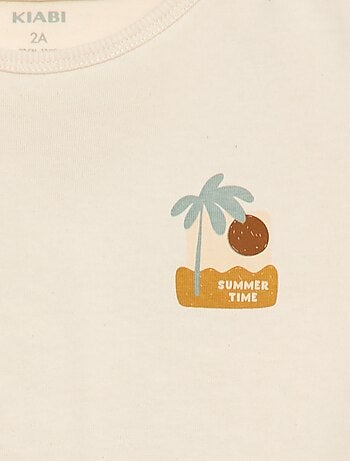 T-shirt estampado tropical de manga curta em algodão