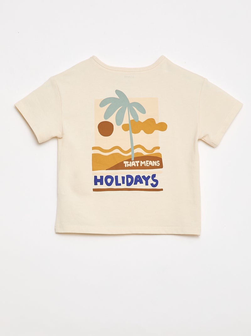 T-shirt estampado tropical de manga curta em algodão Branco - Kiabi