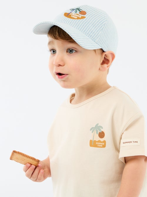 T-shirt estampado tropical de manga curta em algodão - Kiabi