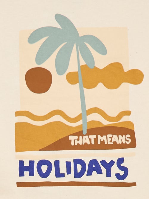 T-shirt estampado tropical de manga curta em algodão - Kiabi