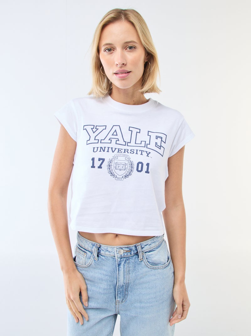 T-shirt estampado 'Yale' Branco - Kiabi