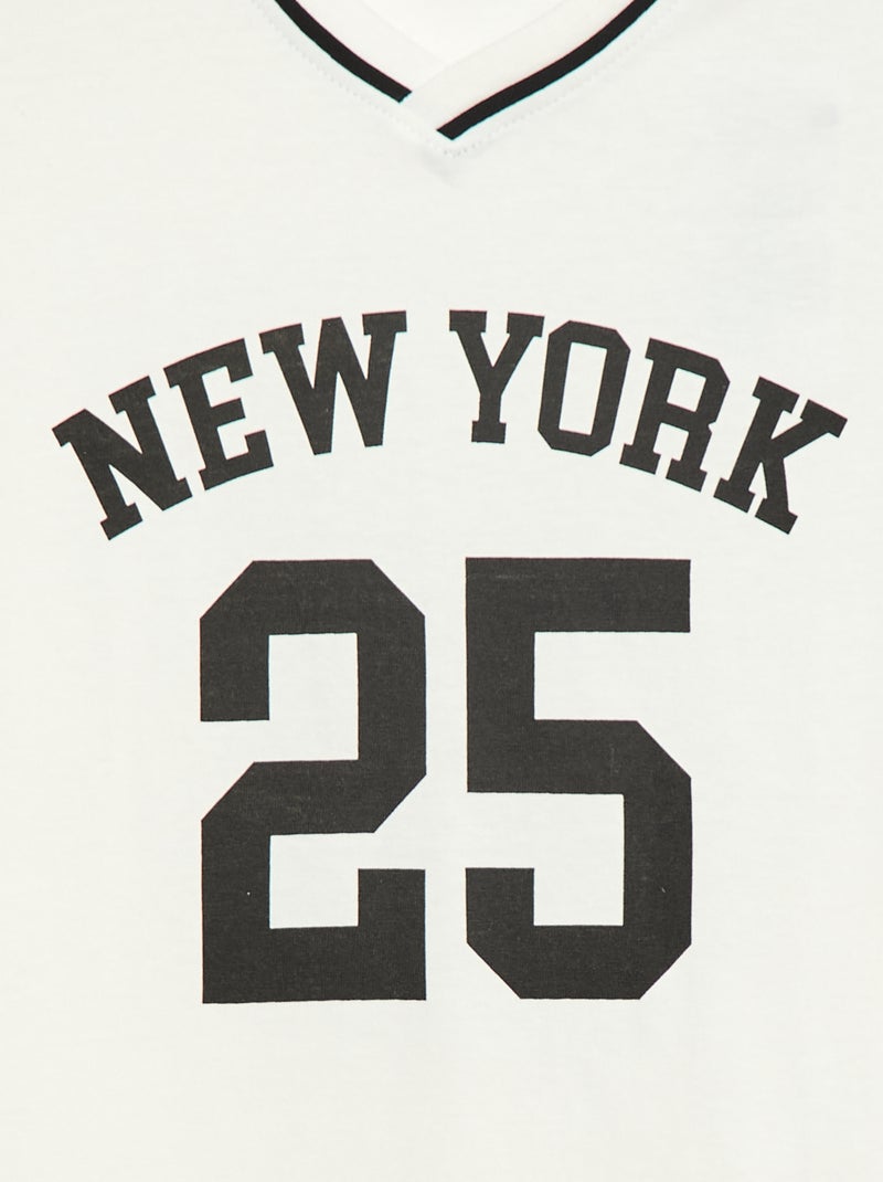 T-shirt estilo basebol Branco - Kiabi