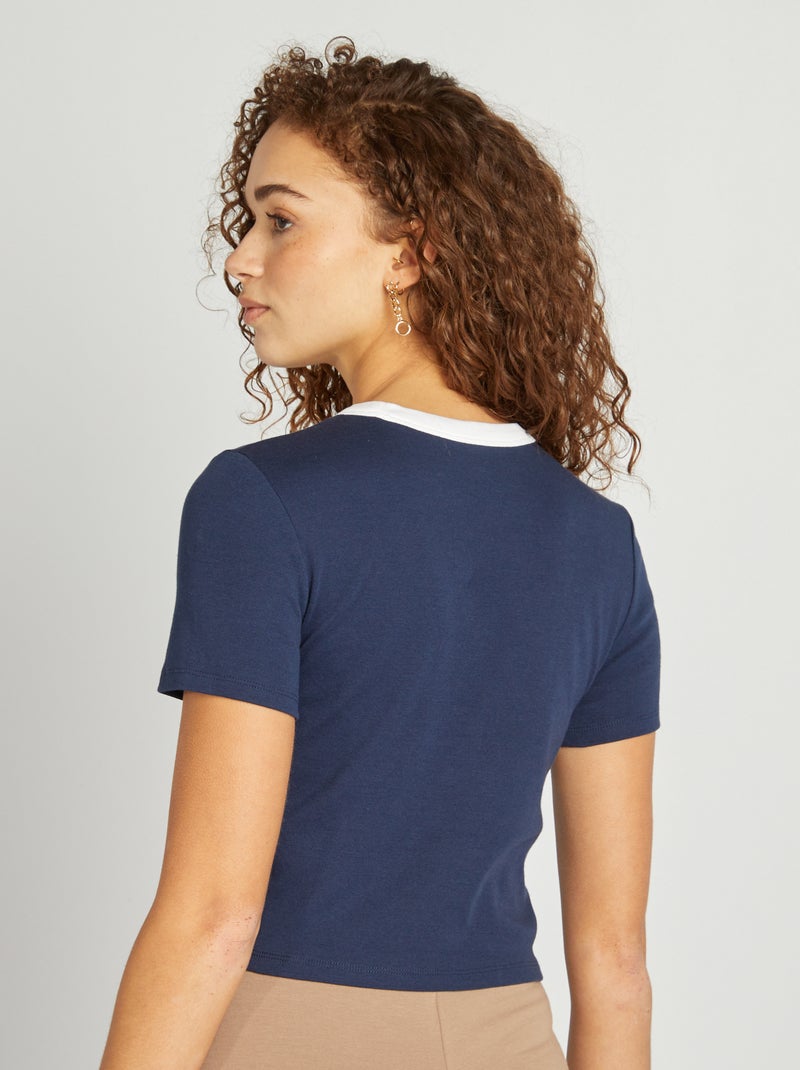 T-shirt estilo campus AZUL - Kiabi