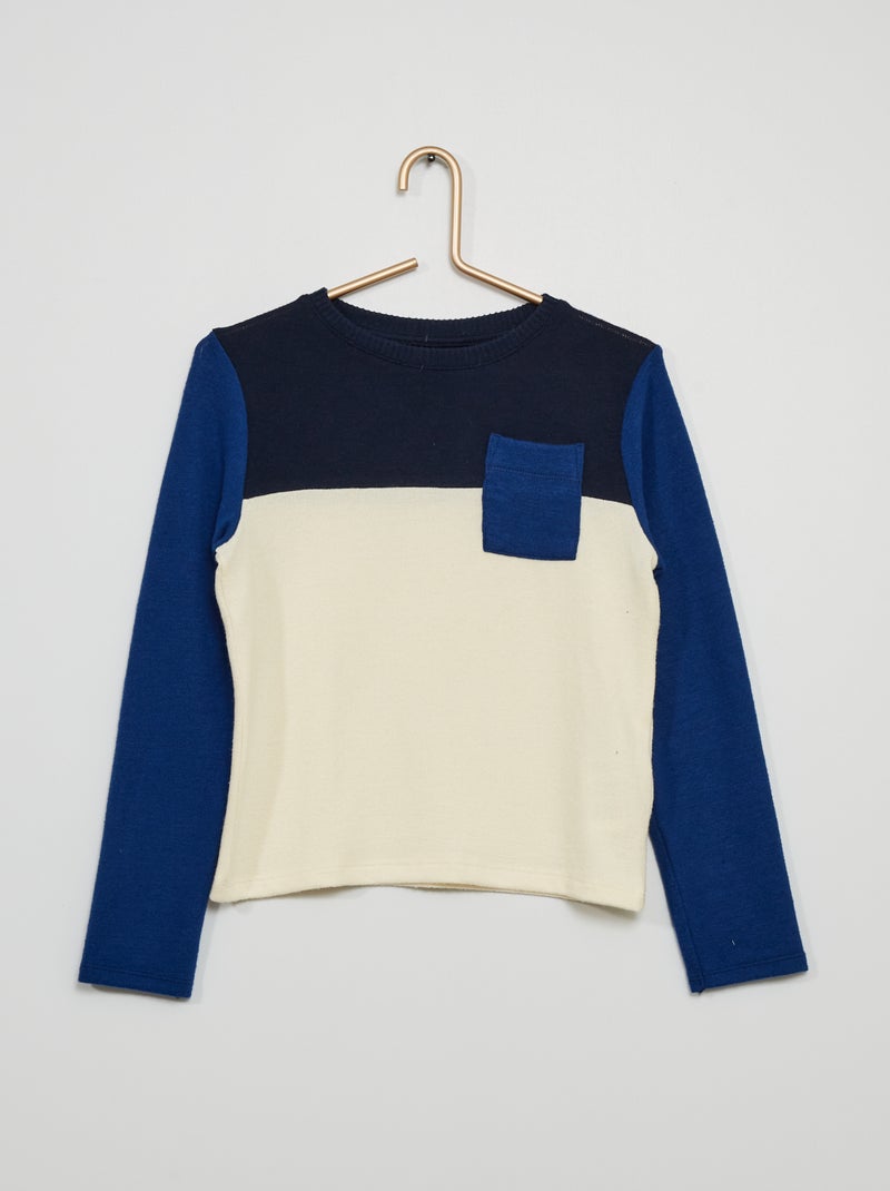T-shirt estilo 'color-block' Azul Marinho - Kiabi