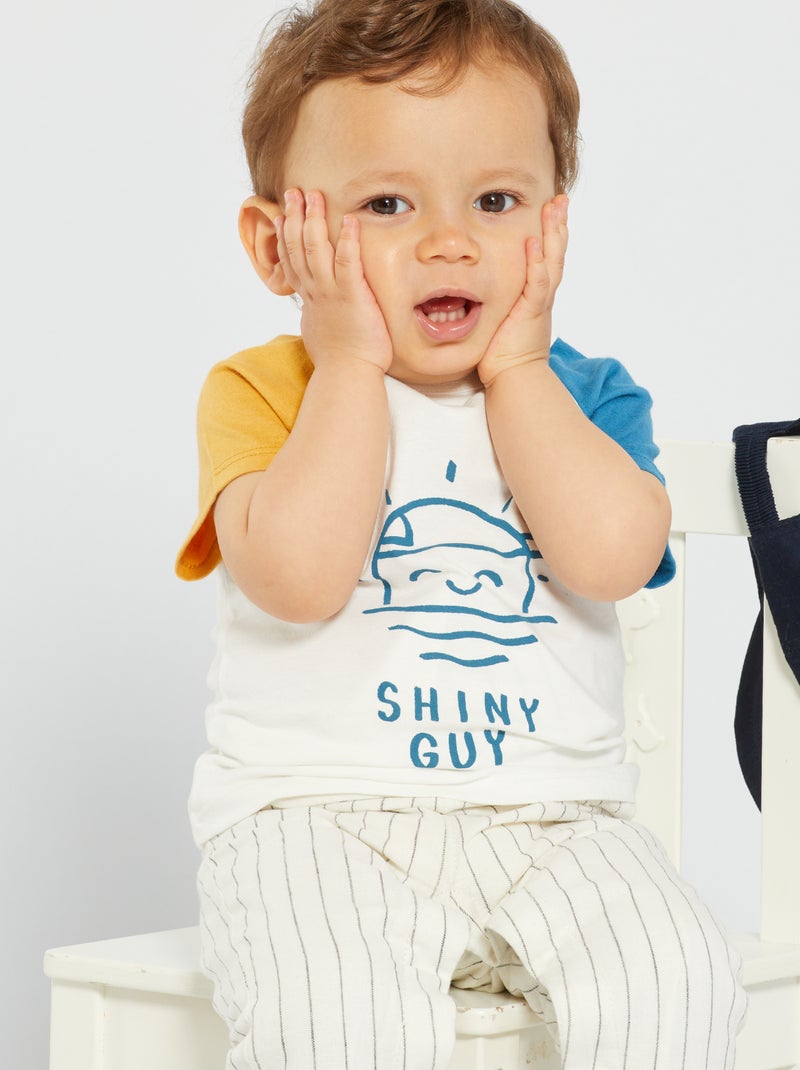 T-shirt estilo 'color-block' BRANCO - Kiabi