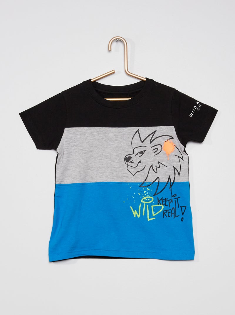 T-shirt estilo 'color-block' Preto - Kiabi