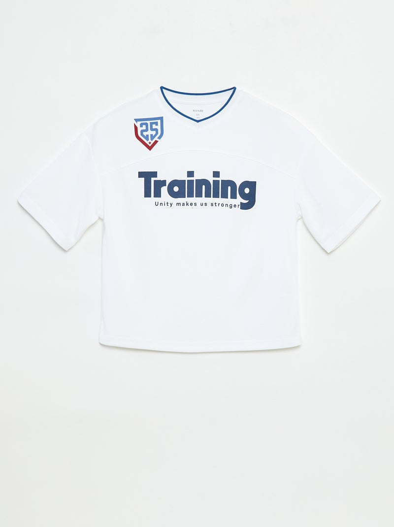 T-shirt estilo desporto americano Branco - Kiabi