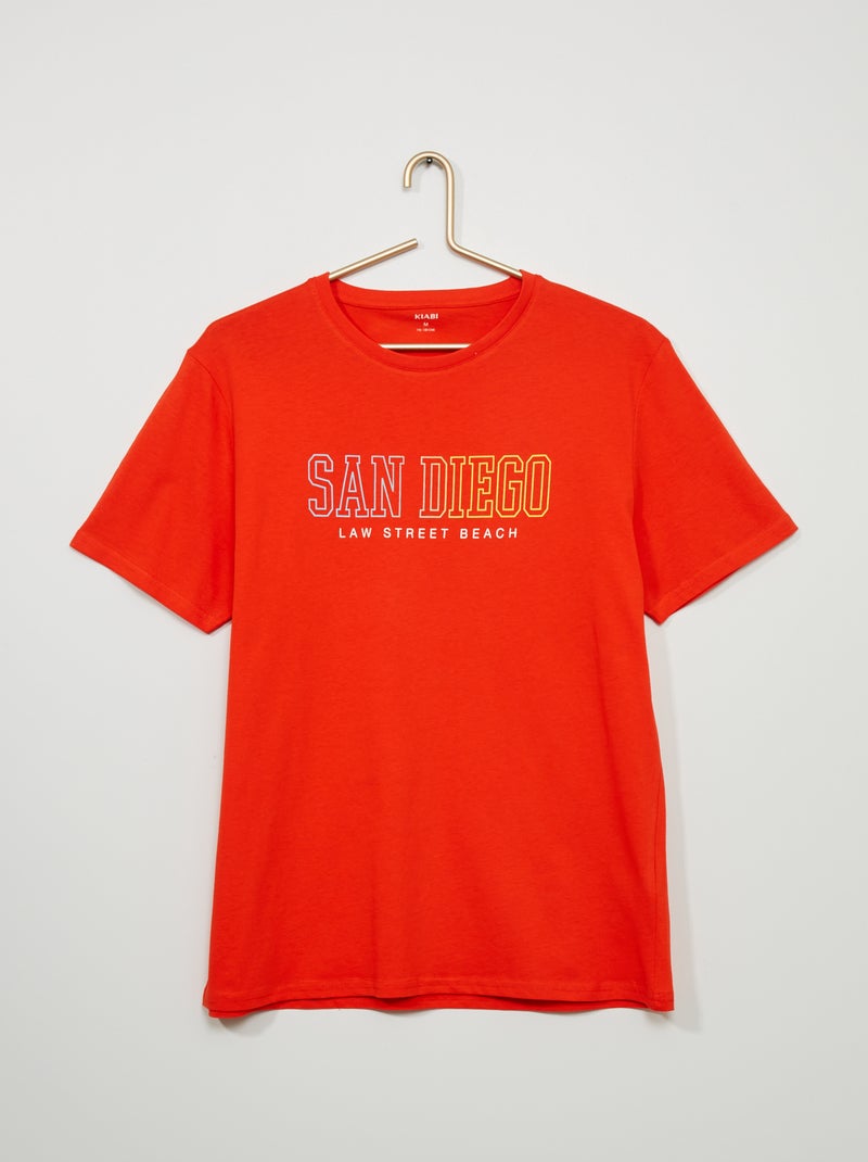 T-shirt estilo desporto americano LARANJA - Kiabi