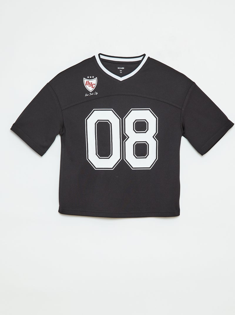 T-shirt estilo desporto americano Preto - Kiabi