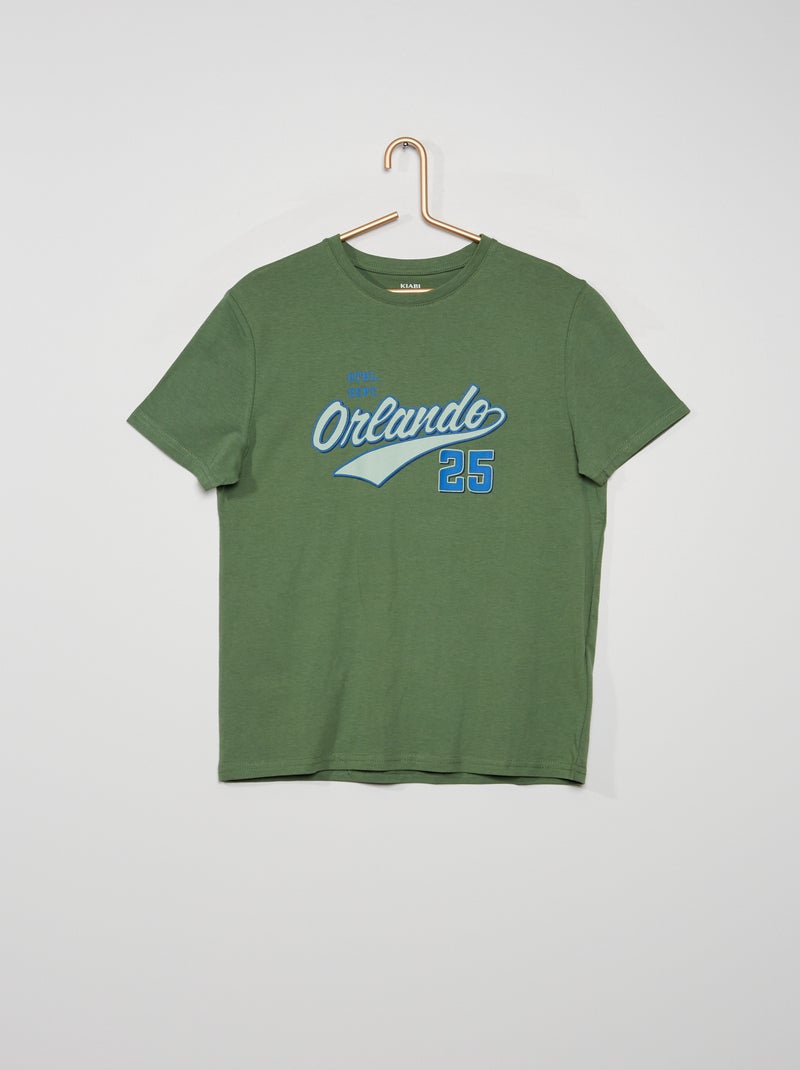 T-shirt estilo desporto americano VERDE - Kiabi