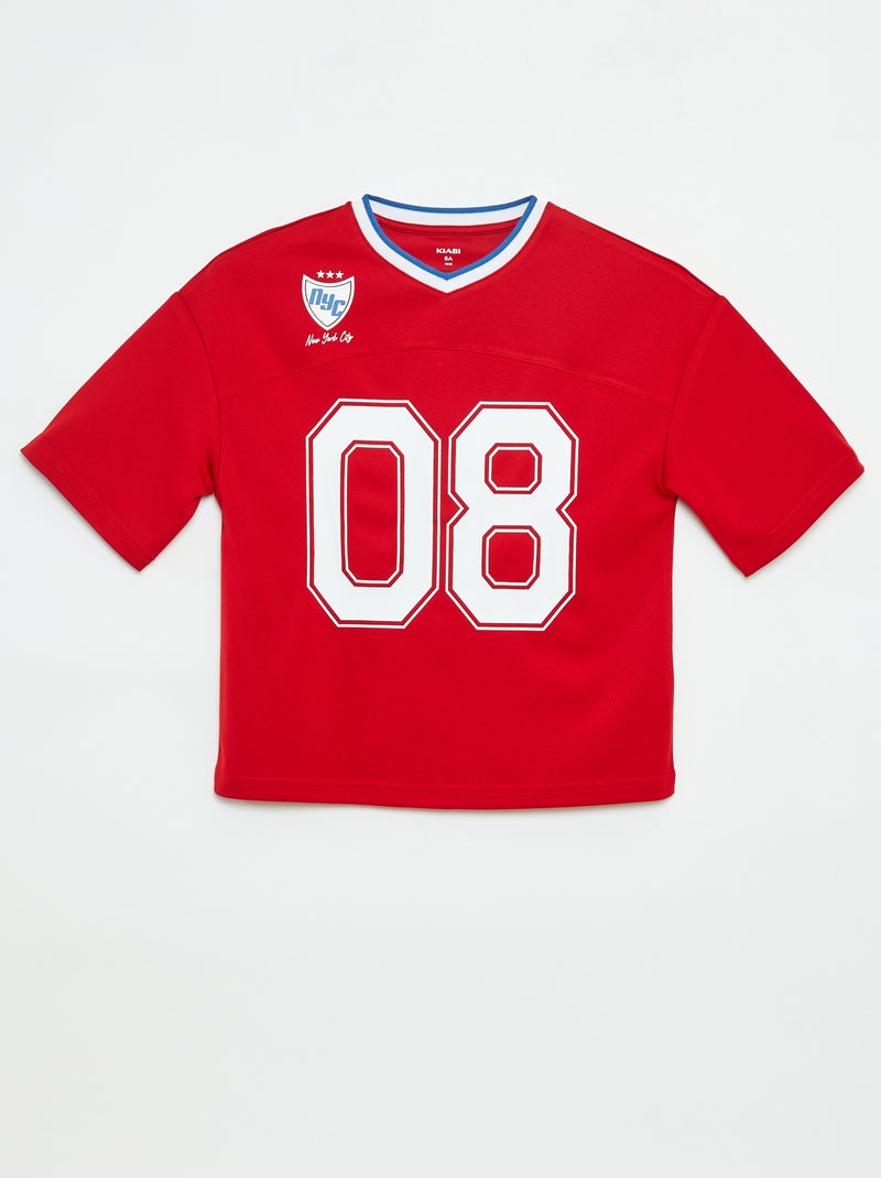 T-shirt estilo desporto americano Vermelho - Kiabi