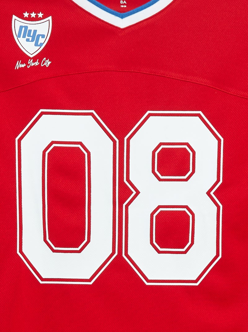 T-shirt estilo desporto americano Vermelho - Kiabi