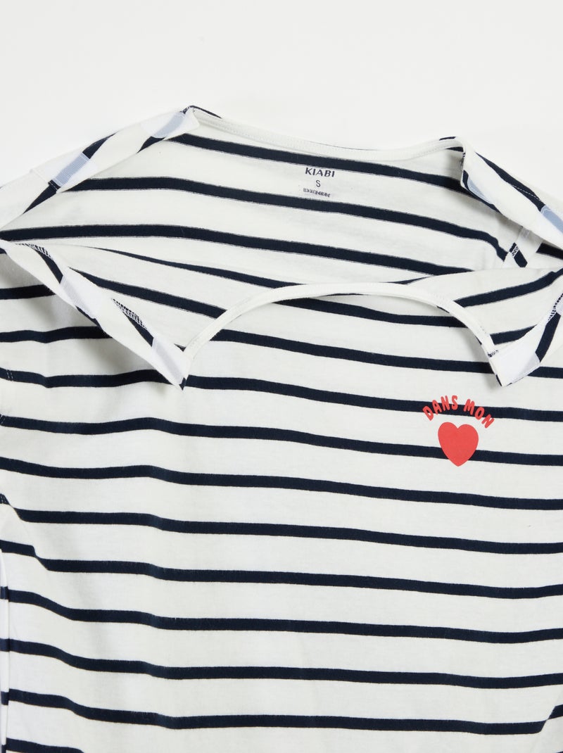 T-shirt estilo marinheiro - coleção fácil de vestir Branco - Kiabi