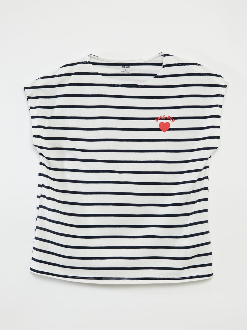 T-shirt estilo marinheiro  - Fácil de Vestir Branco - Kiabi