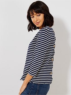 T-shirt estilo marinheiro acabamento em escamas - Kiabi