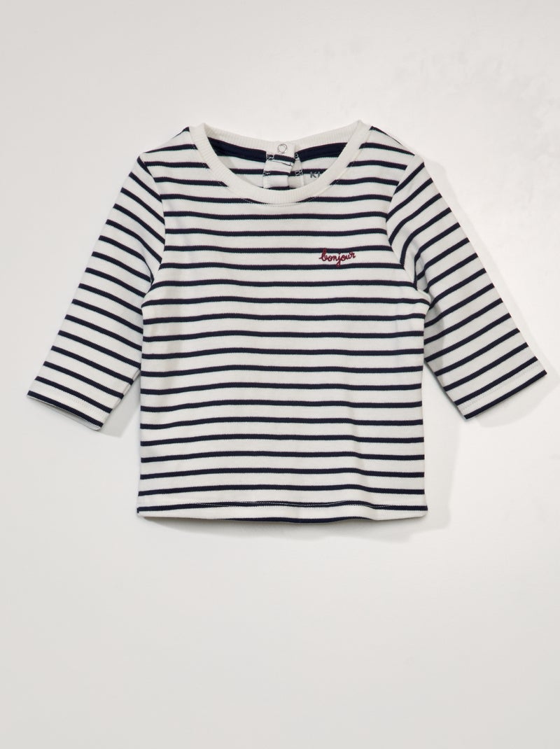 T-shirt estilo marinheiro BRANCO - Kiabi