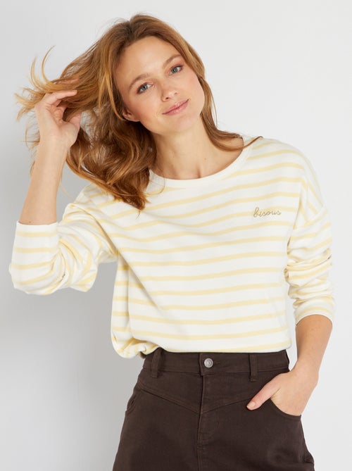 T-shirt estilo marinheiro com bordado - Kiabi