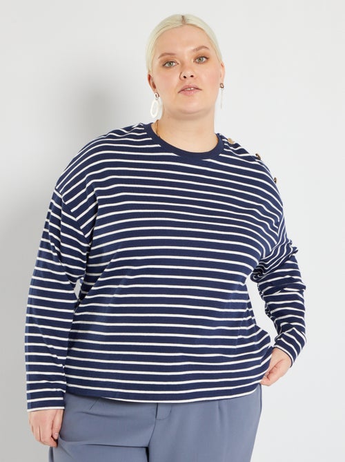 T-shirt estilo marinheiro com botões martelados - Kiabi