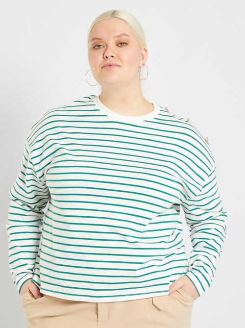 T-shirt estilo marinheiro com botões martelados - Kiabi