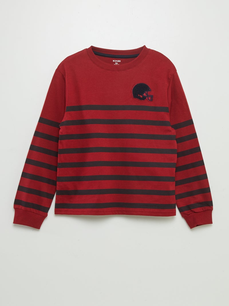T-shirt estilo marinheiro com mensagem borboto VERMELHO - Kiabi