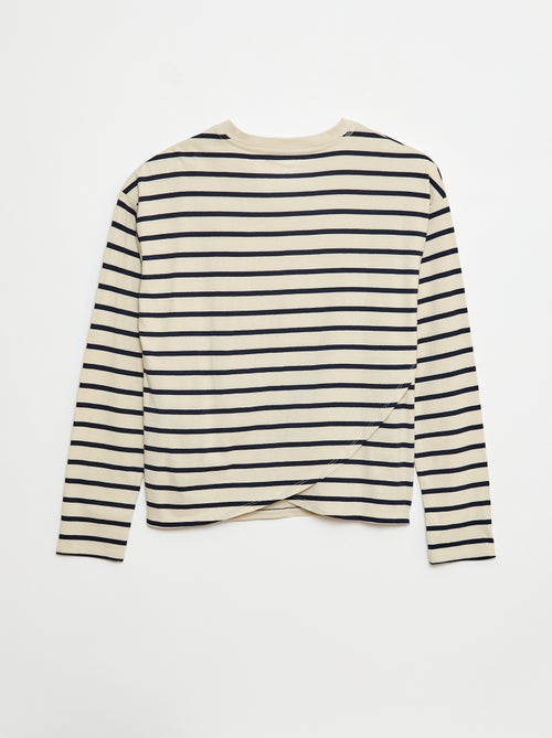 T-shirt estilo marinheiro com velcro no ombro - coleção fácil de vestir - Kiabi