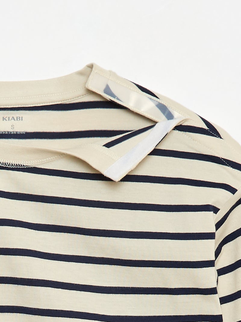 T-shirt estilo marinheiro com velcro no ombro - coleção fácil de vestir Branco - Kiabi
