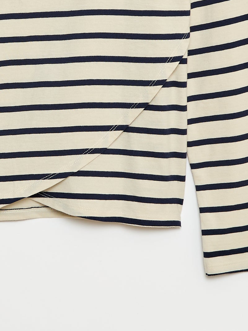 T-shirt estilo marinheiro com velcro no ombro - coleção fácil de vestir Branco - Kiabi
