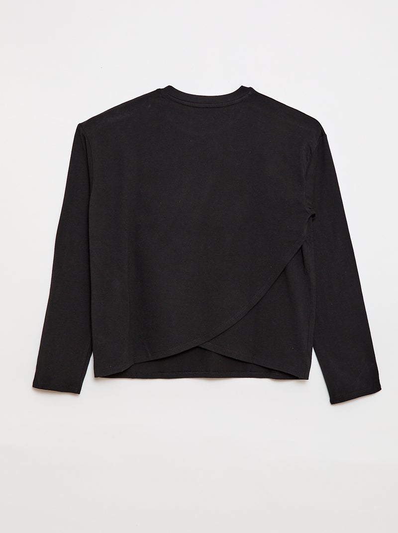 T-shirt estilo marinheiro com velcro no ombro - coleção fácil de vestir Preto - Kiabi