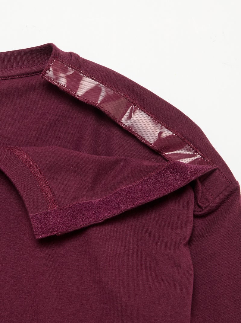 T-shirt estilo marinheiro com velcro no ombro - coleção fácil de vestir Rosa - Kiabi